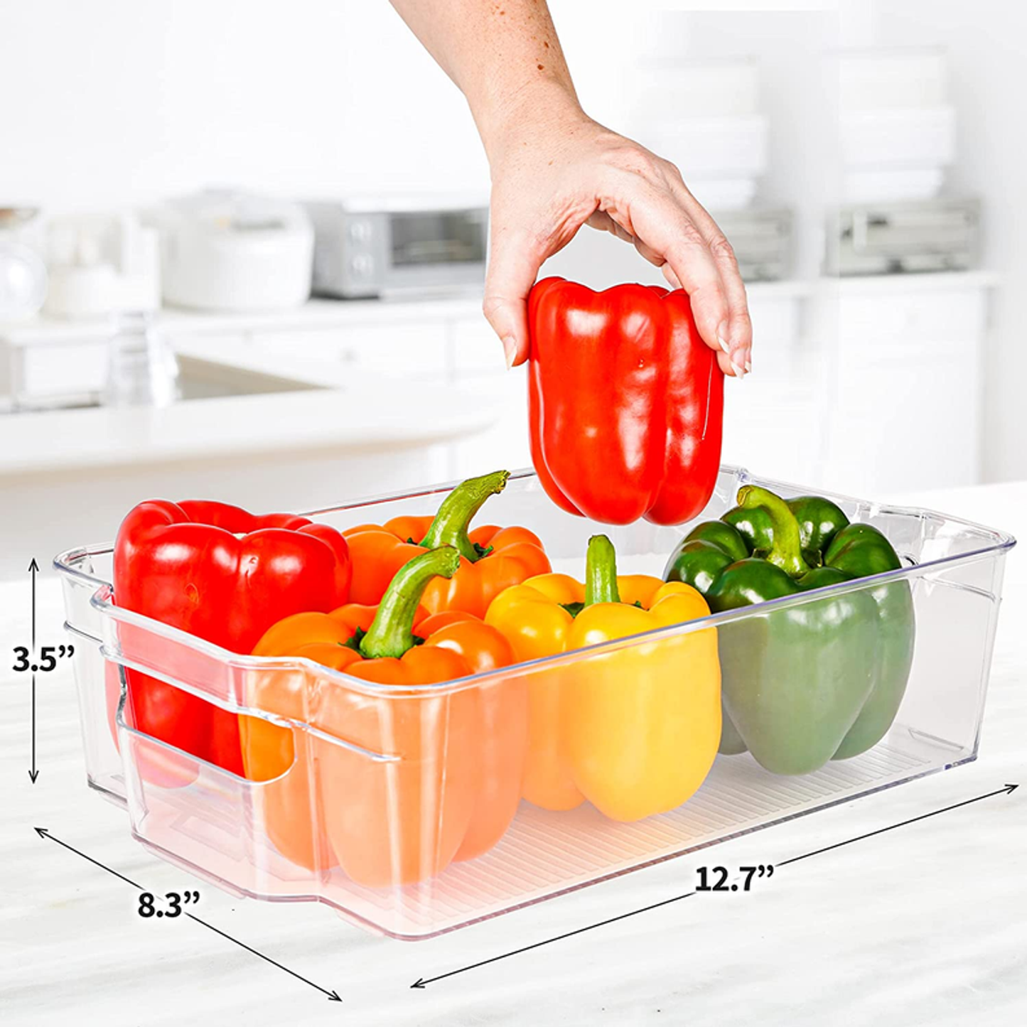 4 Pack Clear Refrigerator Organizer Bins