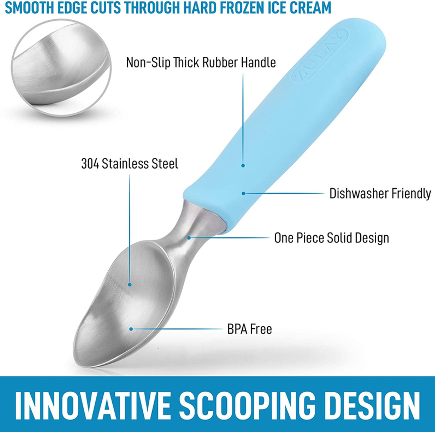 Ice Cream Scoop With Rubber Grip