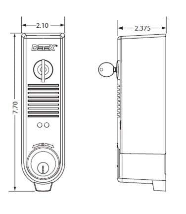 Detex EAX-500 Grey Surface Mounted Exit Alarm Piezo Horn Detex Battery Powered Door or Wall Mount Exit Alarm, 2.10" W x 2.375" D x 7.70" L