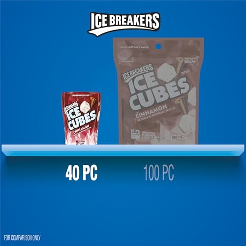 ICE BREAKERS Ice Cubes Spearmint Sugar Free Chewing Gum Bottles, 3.24 oz (6 Count, 40 Pieces)