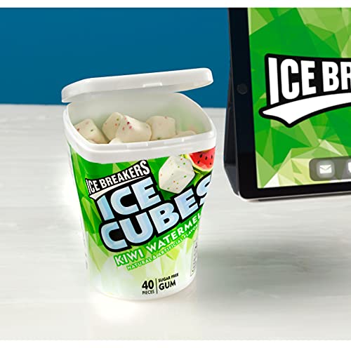 ICE BREAKERS Ice Cubes Spearmint Sugar Free Chewing Gum Bottles, 3.24 oz (6 Count, 40 Pieces)