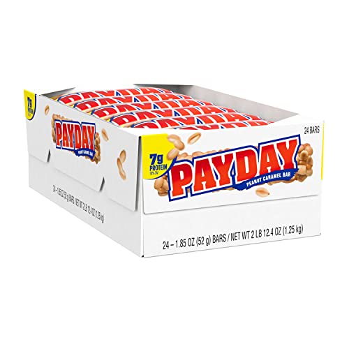 PAYDAY Peanut Caramel, Halloween Candy Bars, 1.85 oz (24 Count)