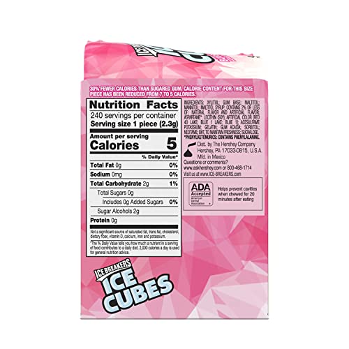 ICE BREAKERS Ice Cubes Spearmint Sugar Free Chewing Gum Bottles, 3.24 oz (6 Count, 40 Pieces)