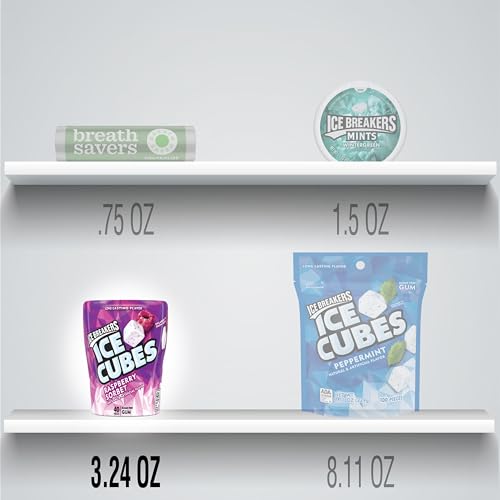 ICE BREAKERS Ice Cubes Spearmint Sugar Free Chewing Gum Bottles, 3.24 oz (6 Count, 40 Pieces)