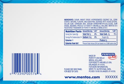 Mentos Chewy Mint Candy Roll, Mint, Non Melting, Party, 14 Pieces (Bulk Pack of 15) - Packaging May Vary