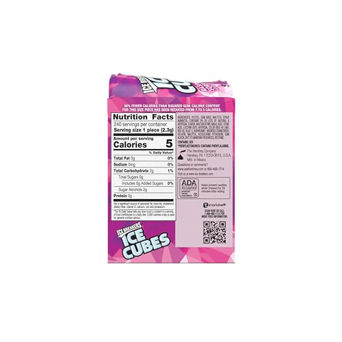 ICE BREAKERS Ice Cubes Spearmint Sugar Free Chewing Gum Bottles, 3.24 oz (6 Count, 40 Pieces)