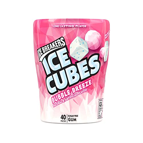 ICE BREAKERS Ice Cubes Spearmint Sugar Free Chewing Gum Bottles, 3.24 oz (6 Count, 40 Pieces)