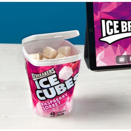 ICE BREAKERS Ice Cubes Spearmint Sugar Free Chewing Gum Bottles, 3.24 oz (6 Count, 40 Pieces)