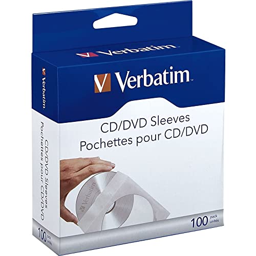 Verbatim CD/DVD Paper Sleeves-with Clear Window 100pk