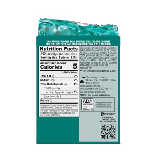 ICE BREAKERS Ice Cubes Spearmint Sugar Free Chewing Gum Bottles, 3.24 oz (6 Count, 40 Pieces)