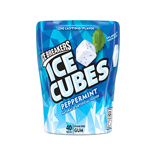ICE BREAKERS Ice Cubes Spearmint Sugar Free Chewing Gum Bottles, 3.24 oz (6 Count, 40 Pieces)