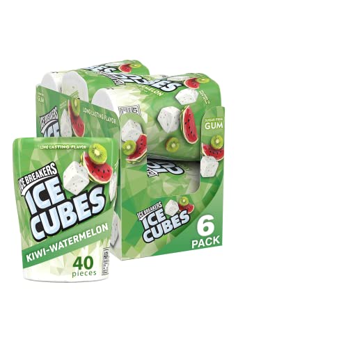 ICE BREAKERS Ice Cubes Spearmint Sugar Free Chewing Gum Bottles, 3.24 oz (6 Count, 40 Pieces)