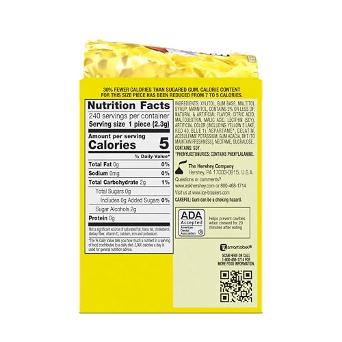 ICE BREAKERS Ice Cubes Spearmint Sugar Free Chewing Gum Bottles, 3.24 oz (6 Count, 40 Pieces)