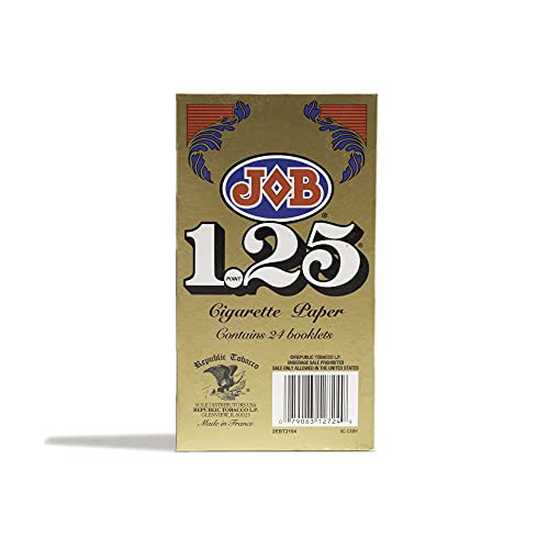 JOB Gold 1-1/2 Size Rolling Papers Set, 24 Booklets (24 Rolling Papers per Booklet) 100% Natural Wood Fibers, Natural Acacia Gum, Unbleached - Ultra-Thin and Slow-Burning