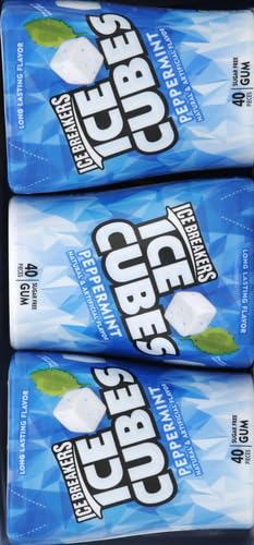 ICE BREAKERS Ice Cubes Spearmint Sugar Free Chewing Gum Bottles, 3.24 oz (6 Count, 40 Pieces)
