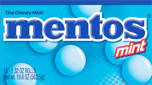 Mentos Chewy Mint Candy Roll, Mint, Non Melting, Party, 14 Pieces (Bulk Pack of 15) - Packaging May Vary