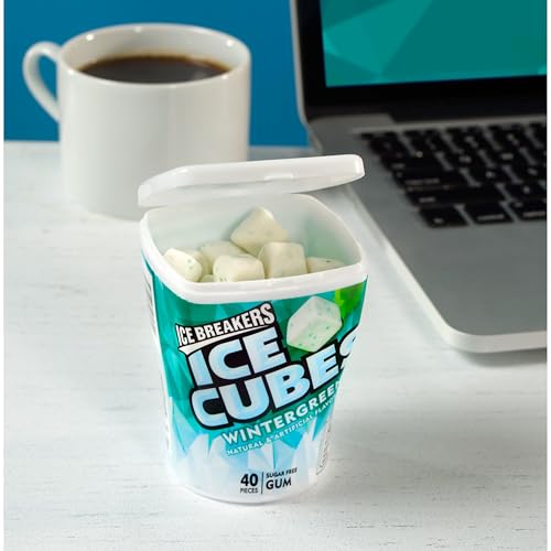 ICE BREAKERS Ice Cubes Spearmint Sugar Free Chewing Gum Bottles, 3.24 oz (6 Count, 40 Pieces)