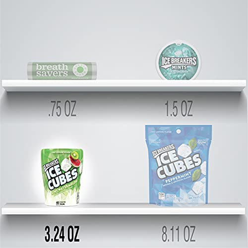 ICE BREAKERS Ice Cubes Spearmint Sugar Free Chewing Gum Bottles, 3.24 oz (6 Count, 40 Pieces)