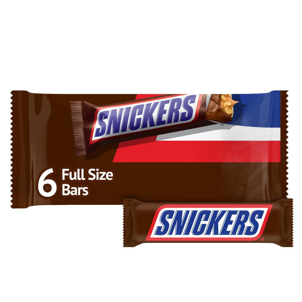 SNICKERS Full Size Bulk Milk Chocolate Candy Bars, 1.86 oz Bar, 48 ct Box