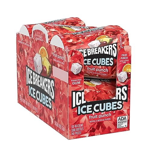 ICE BREAKERS Ice Cubes Spearmint Sugar Free Chewing Gum Bottles, 3.24 oz (6 Count, 40 Pieces)