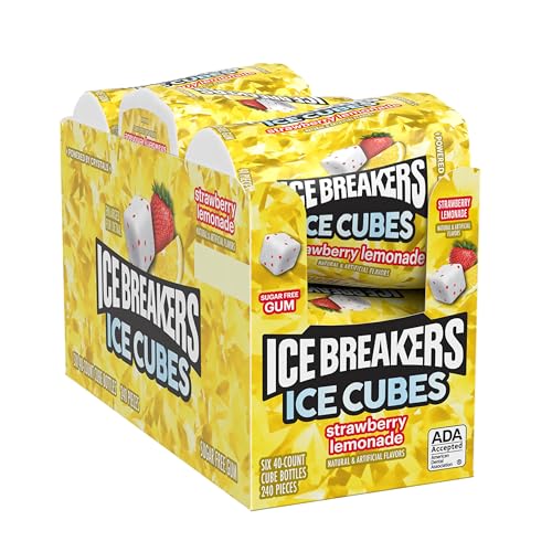 ICE BREAKERS Ice Cubes Spearmint Sugar Free Chewing Gum Bottles, 3.24 oz (6 Count, 40 Pieces)