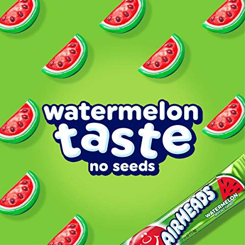 Airheads Candy, Watermelon Flavor, Individually Wrapped Full Size Bars, Taffy, Non Melting, Party, Pack of 36 Bars