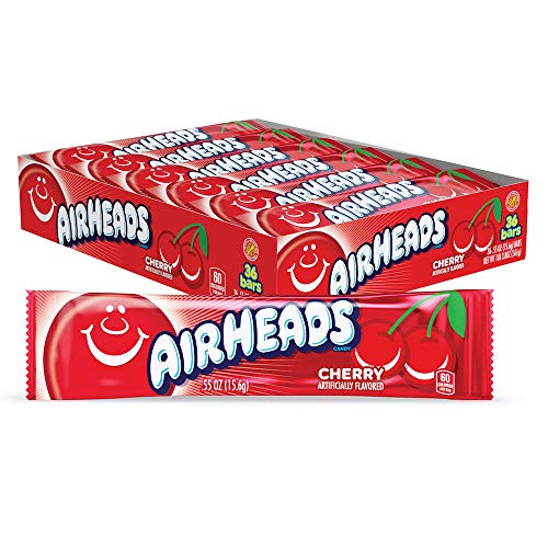 Airheads Candy, Watermelon Flavor, Individually Wrapped Full Size Bars, Taffy, Non Melting, Party, Pack of 36 Bars