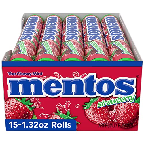 Mentos Chewy Mint Candy Roll, Mint, Non Melting, Party, 14 Pieces (Bulk Pack of 15) - Packaging May Vary