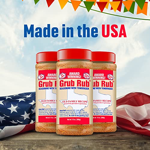 Grub Rub BBQ Seasoning & Meat Rubs for Smoking - Pork Rub, Steak Seasoning, & Brisket Rub - Award Winning Family Recipe - Moist, Tender, & Juicy Meats, Seafood, Veggies & More