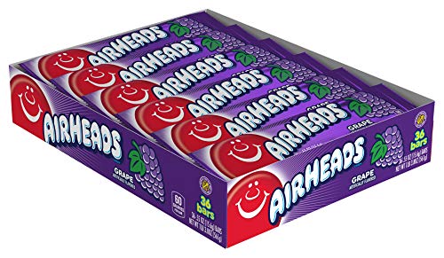 Airheads Candy, Watermelon Flavor, Individually Wrapped Full Size Bars, Taffy, Non Melting, Party, Pack of 36 Bars