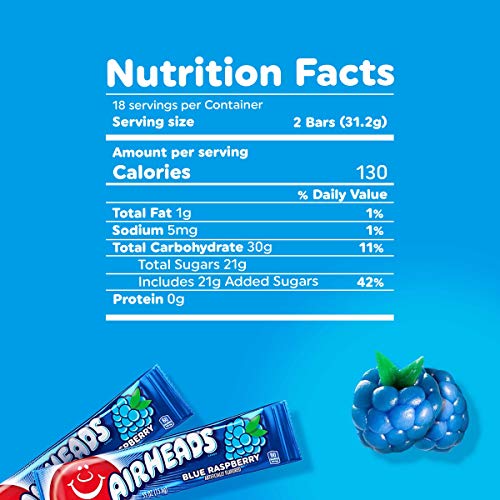 Airheads Candy, Watermelon Flavor, Individually Wrapped Full Size Bars, Taffy, Non Melting, Party, Pack of 36 Bars