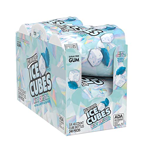 ICE BREAKERS Ice Cubes Spearmint Sugar Free Chewing Gum Bottles, 3.24 oz (6 Count, 40 Pieces)