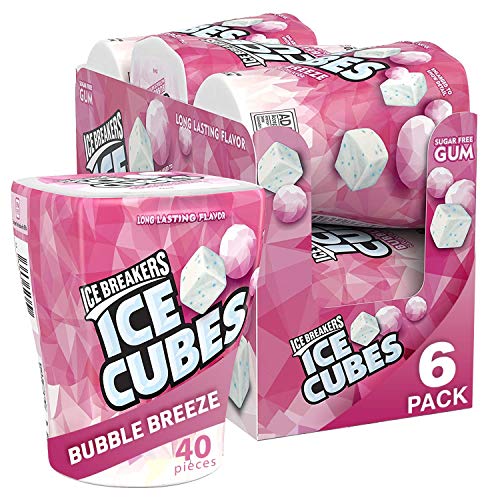 ICE BREAKERS Ice Cubes Spearmint Sugar Free Chewing Gum Bottles, 3.24 oz (6 Count, 40 Pieces)