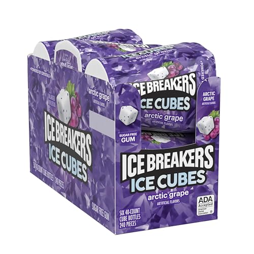 ICE BREAKERS Ice Cubes Spearmint Sugar Free Chewing Gum Bottles, 3.24 oz (6 Count, 40 Pieces)