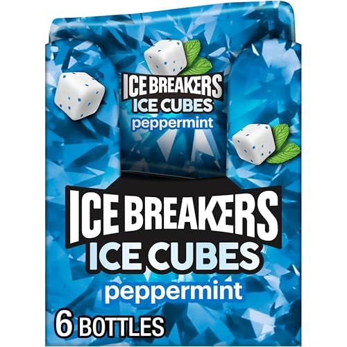 ICE BREAKERS Ice Cubes Spearmint Sugar Free Chewing Gum Bottles, 3.24 oz (6 Count, 40 Pieces)