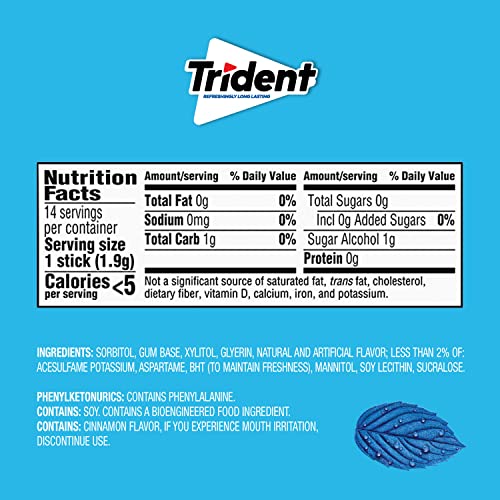 Trident Original Flavor Sugar Free Gum, 14 Pieces (Pack of 24) (336 Total Pieces)