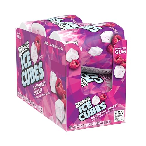 ICE BREAKERS Ice Cubes Spearmint Sugar Free Chewing Gum Bottles, 3.24 oz (6 Count, 40 Pieces)