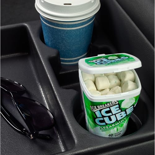 ICE BREAKERS Ice Cubes Spearmint Sugar Free Chewing Gum Bottles, 3.24 oz (6 Count, 40 Pieces)