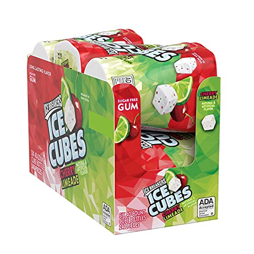ICE BREAKERS Ice Cubes Spearmint Sugar Free Chewing Gum Bottles, 3.24 oz (6 Count, 40 Pieces)