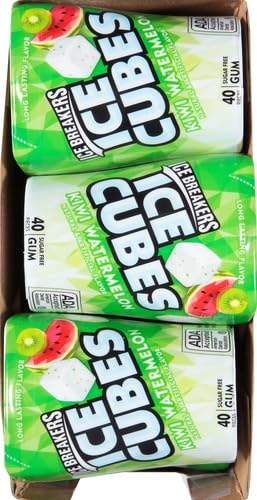 ICE BREAKERS Ice Cubes Spearmint Sugar Free Chewing Gum Bottles, 3.24 oz (6 Count, 40 Pieces)