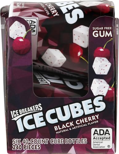 ICE BREAKERS Ice Cubes Spearmint Sugar Free Chewing Gum Bottles, 3.24 oz (6 Count, 40 Pieces)