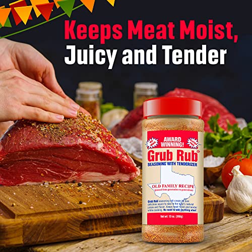 Grub Rub BBQ Seasoning & Meat Rubs for Smoking - Pork Rub, Steak Seasoning, & Brisket Rub - Award Winning Family Recipe - Moist, Tender, & Juicy Meats, Seafood, Veggies & More