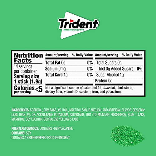 Trident Original Flavor Sugar Free Gum, 14 Pieces (Pack of 24) (336 Total Pieces)