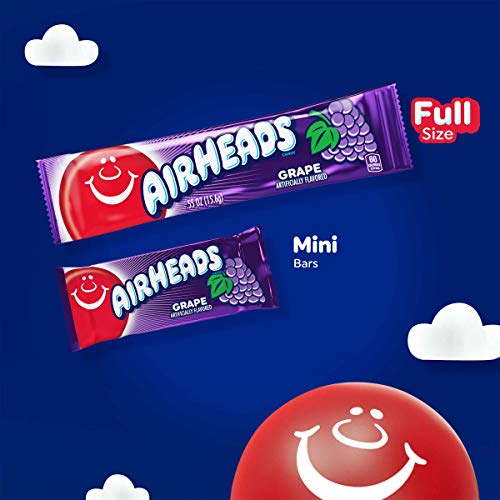 Airheads Candy, Watermelon Flavor, Individually Wrapped Full Size Bars, Taffy, Non Melting, Party, Pack of 36 Bars