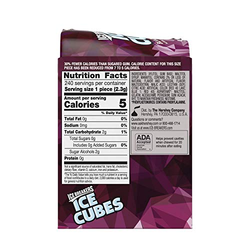 ICE BREAKERS Ice Cubes Spearmint Sugar Free Chewing Gum Bottles, 3.24 oz (6 Count, 40 Pieces)