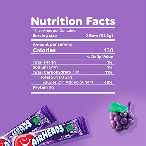 Airheads Candy, Watermelon Flavor, Individually Wrapped Full Size Bars, Taffy, Non Melting, Party, Pack of 36 Bars
