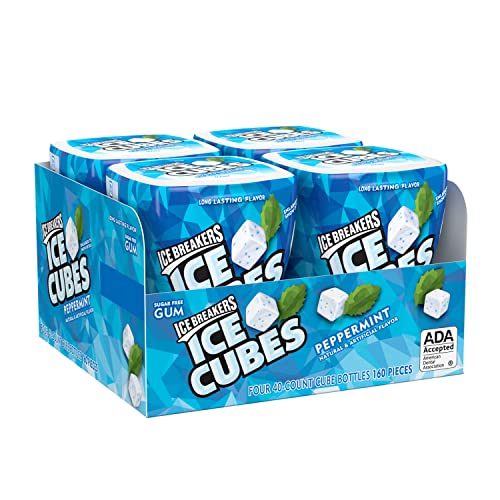 ICE BREAKERS Ice Cubes Spearmint Sugar Free Chewing Gum Bottles, 3.24 oz (6 Count, 40 Pieces)