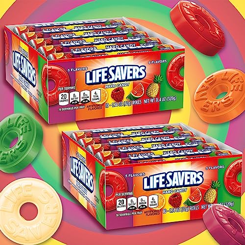 LIFE SAVERS 5 Flavors Hard Candy Rolls, 1.14 Ounce - 10 Count (Pack of 2)