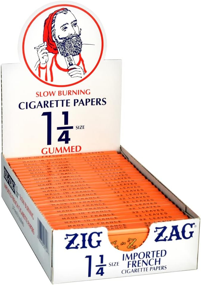 ZIG-ZAG 1 1/4 French Orange Rolling Papers - 78mm - Natural Gum Arabic - 24 Booklets (32 Papers Each)