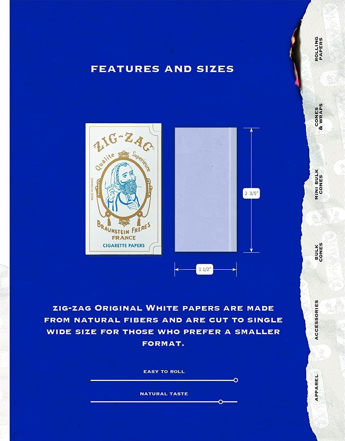 White Single Wide Rolling Papers (32 Leaves per Book) 24pk Display